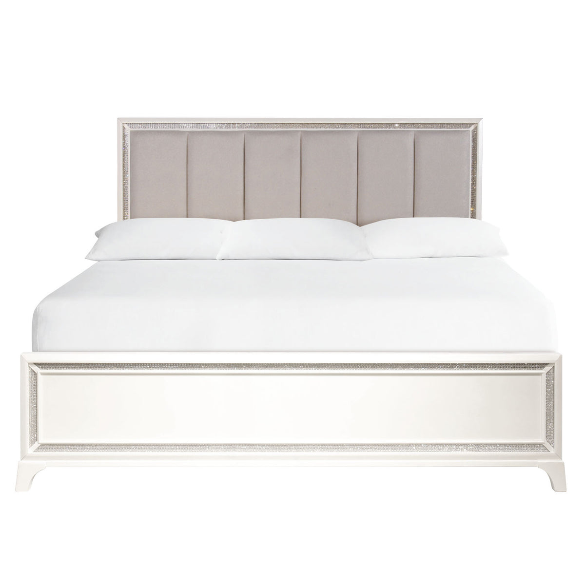 Cassie King Bed in Pearl Finish