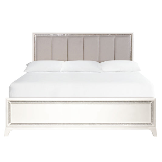 Cassie King Bed in Pearl Finish