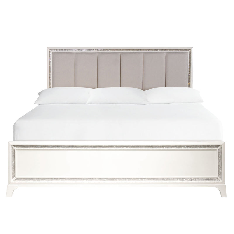 Cassie King Bed in Pearl Finish
