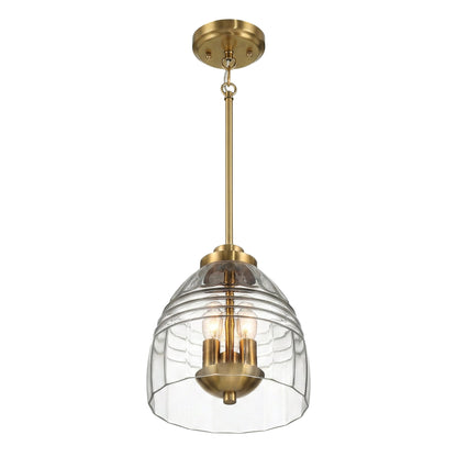 Ember Three Candle Lights Chain Pendant With Clear Glass - Satin Brass