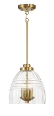 Ember Three Candle Lights Chain Pendant With Clear Glass - Satin Brass
