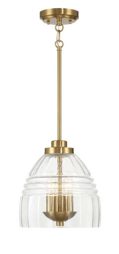 Ember Three Candle Lights Chain Pendant With Clear Glass - Satin Brass