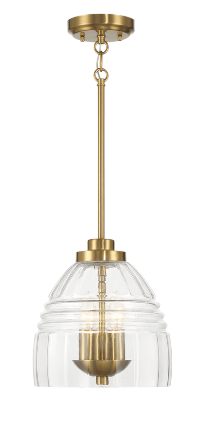 Ember Three Candle Lights Chain Pendant With Clear Glass - Satin Brass