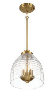 Ember Three Candle Lights Chain Pendant With Clear Glass - Satin Brass