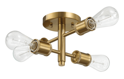 Ephemeral Four Lights Semi Flush Mount Retro Hallway Kitchen Bedroom Living Room Ceiling Pendant 11"W × 6.5"H