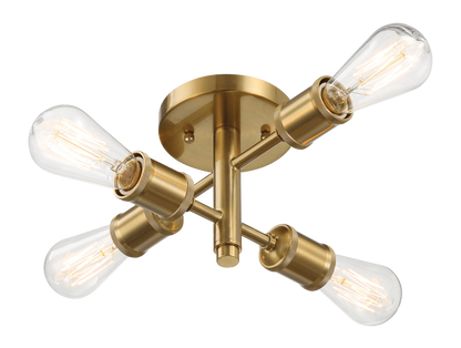 Ephemeral Four Lights Semi Flush Mount Retro Hallway Kitchen Bedroom Living Room Ceiling Pendant 11"W × 6.5"H