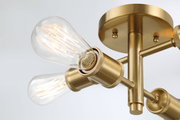 Lámpara colgante de techo retro de cuatro luces, semiempotrada, para pasillo, cocina, dormitorio, sala de estar, 28 cm de ancho x 16,5 cm de alto