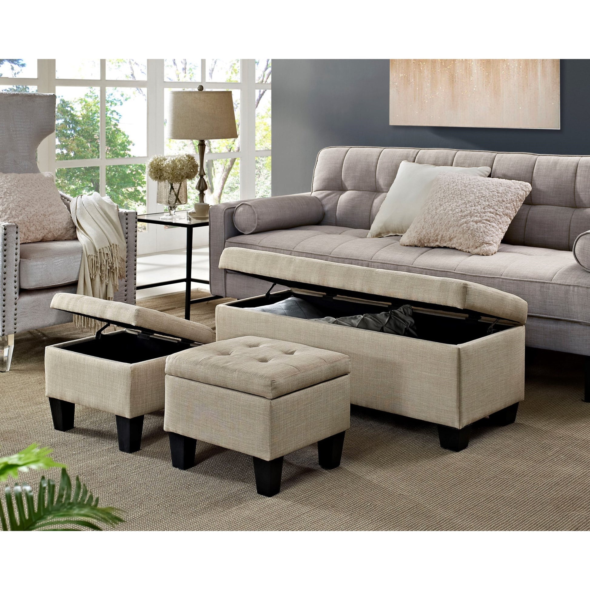 Ethan Storage Bench & Ottoman Set - Canales Furniture