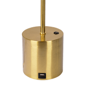 Ethereal Modern Small Brass Metal Table Lamp, Desk Lamp Fixture with White Glass Globe Shade
