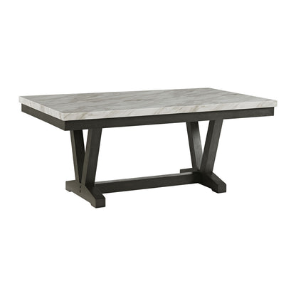 Everdeen Dining Table with White Faux Marble Top in Charcoal