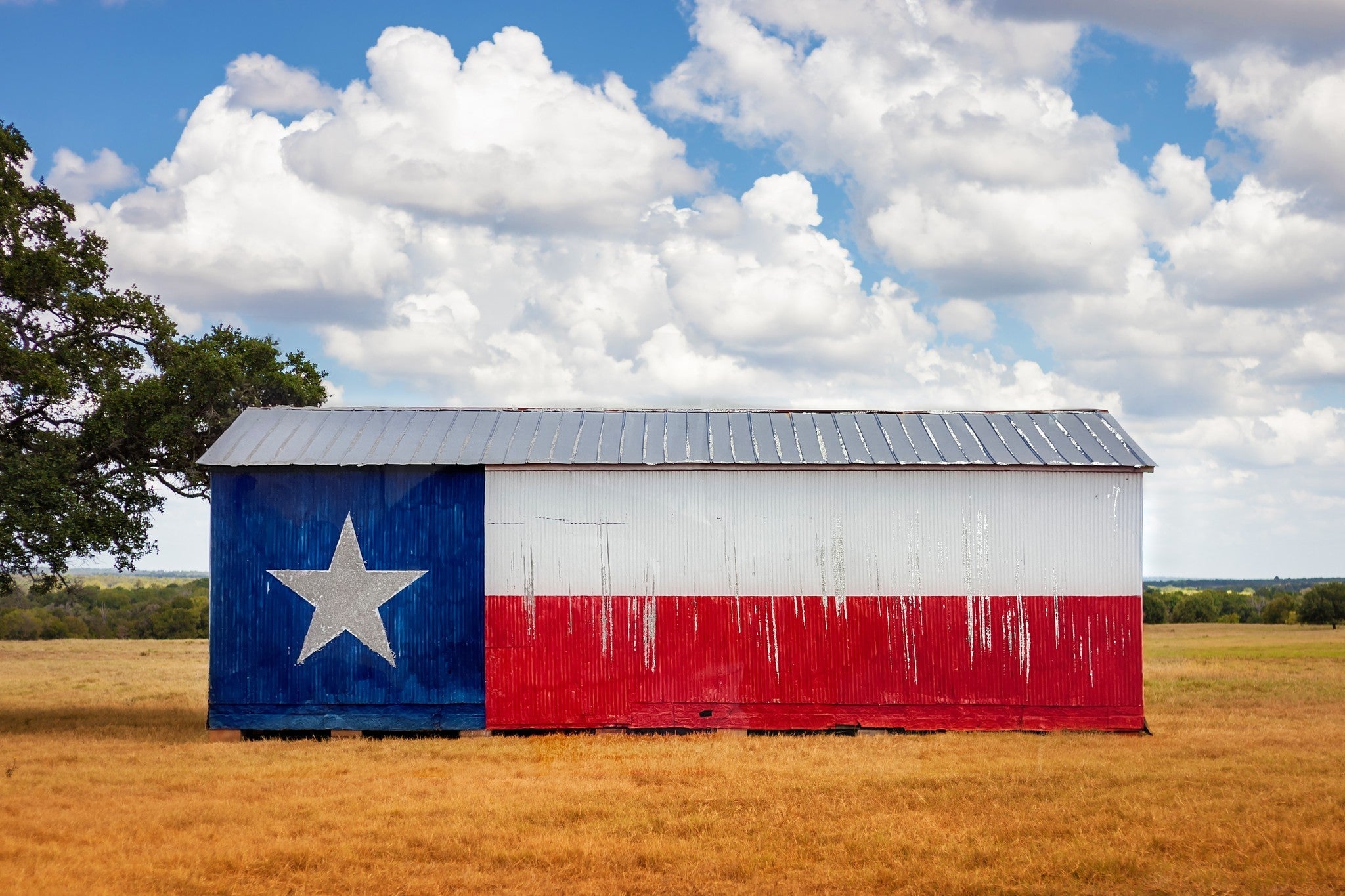 ''Texas Flag Barn'' Tempered Glass