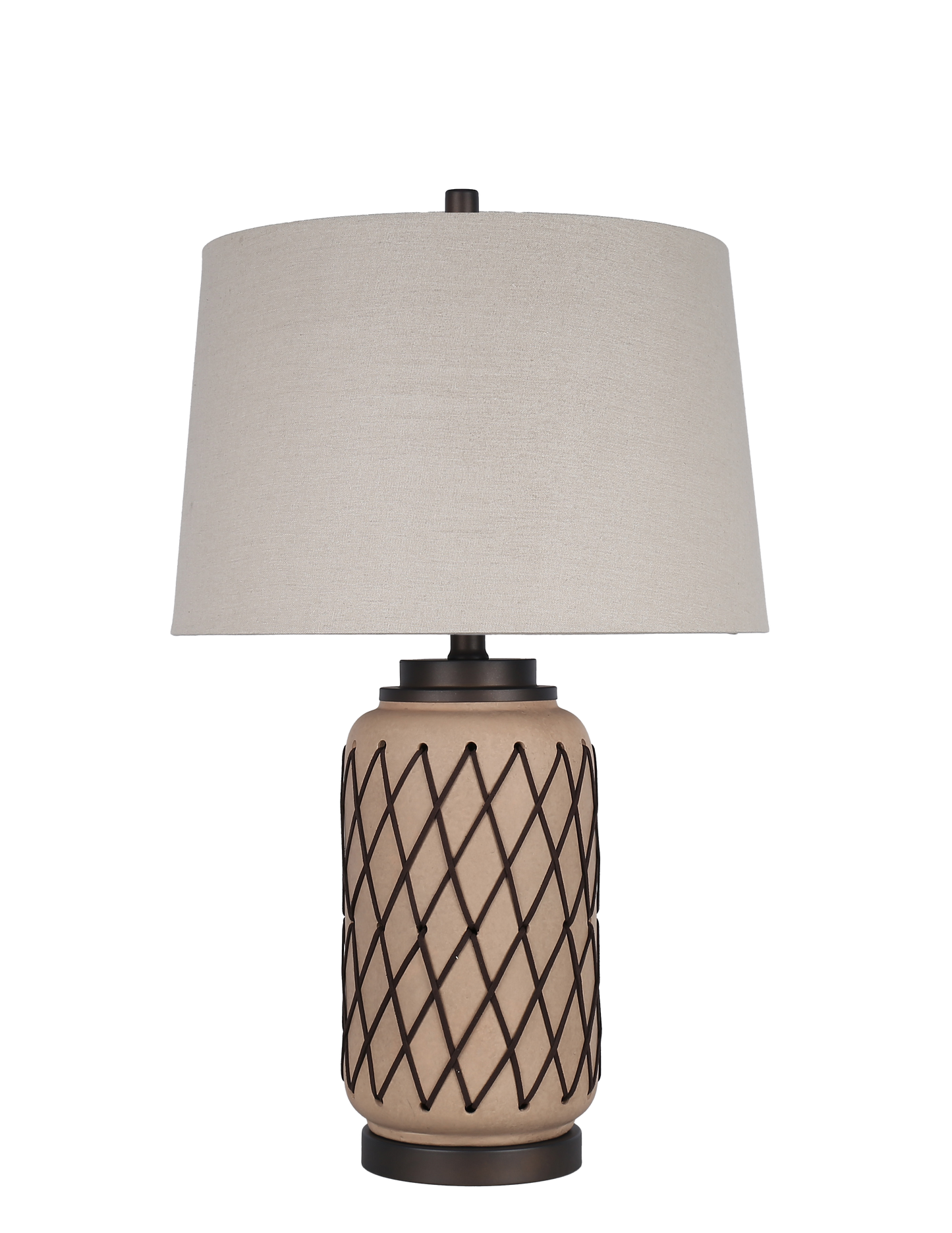Diamond Weave Ceramic, PU Leather & Metal Table Lamp (Case Pack 2)