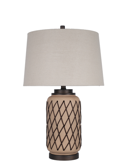 Diamond Weave Ceramic, PU Leather & Metal Table Lamp (Case Pack 2)
