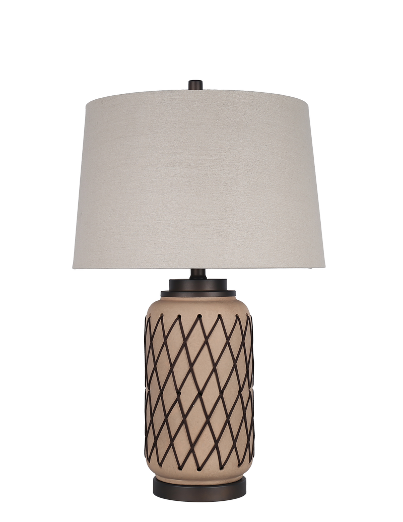 Diamond Weave Ceramic, PU Leather & Metal Table Lamp (Case Pack 2)