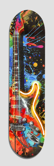 ''Neon Guitar Art on Skateboard'' LED Neon on Hand-painted Board