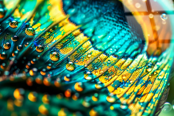 Iridescent Plumage Tempered Glass w/Foil & Rhinestones