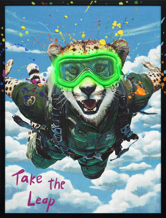 Skybound Roar II Hand-Embellished LED Canvas in Frame