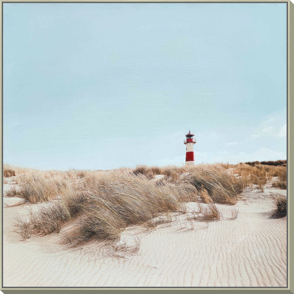 ''Serenity Beacon on Dune Sands'' Hand-painted Canvas in Frame