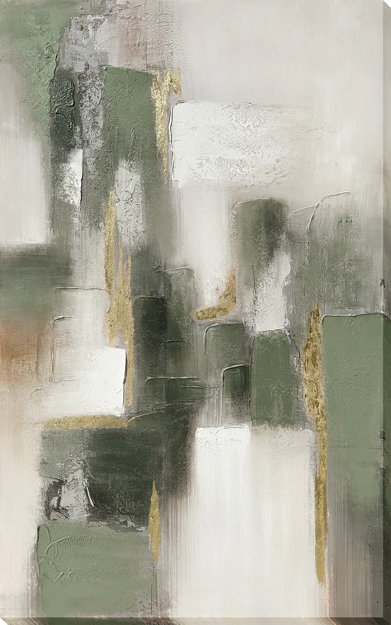 Verdant Structure I Hand-Embellished Wrapped Canvas w/Foil