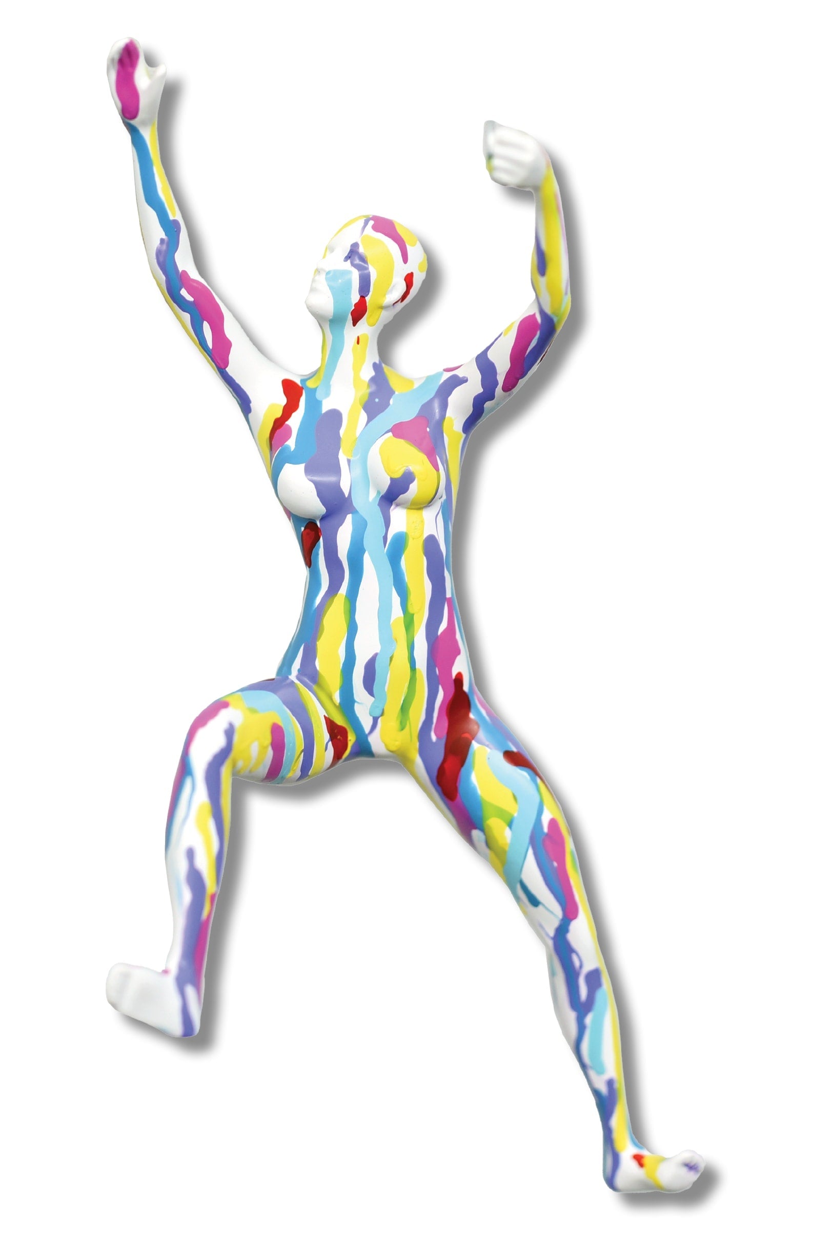 ''Vivid Multicolor Modern Woman Sculpture'' Painted Resin Sculpture