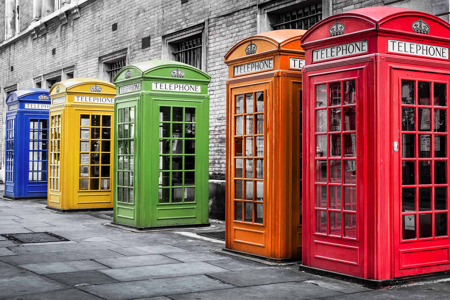 ''Phone Booths in Color'' Tempered Glass
