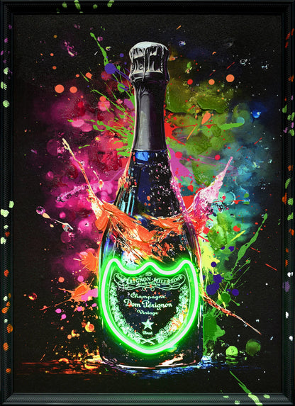 'Neon Bubbles'' Hand-painted LED in Frame