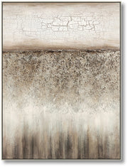 ''Cracked Earth Textured Serenity'' Hand-painted Canvas in Frame