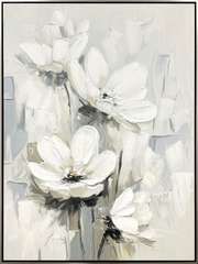 Whispering Blooms I Hand-embellished Canvas in Frame