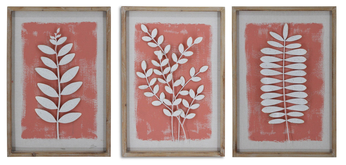 ''Framed Leaves (Set)'' Wood Wall Art