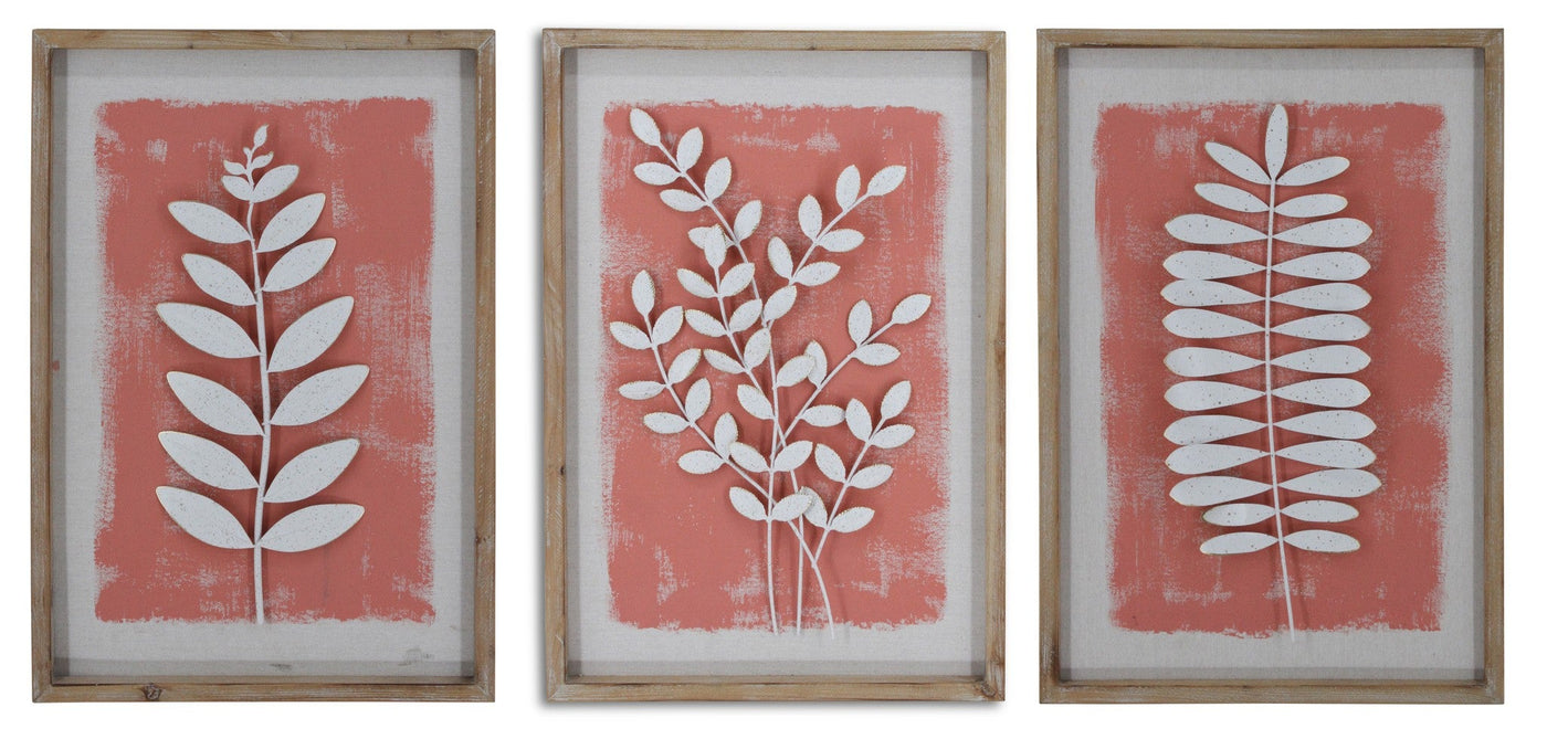 ''Framed Leaves (Set)'' Wood Wall Art