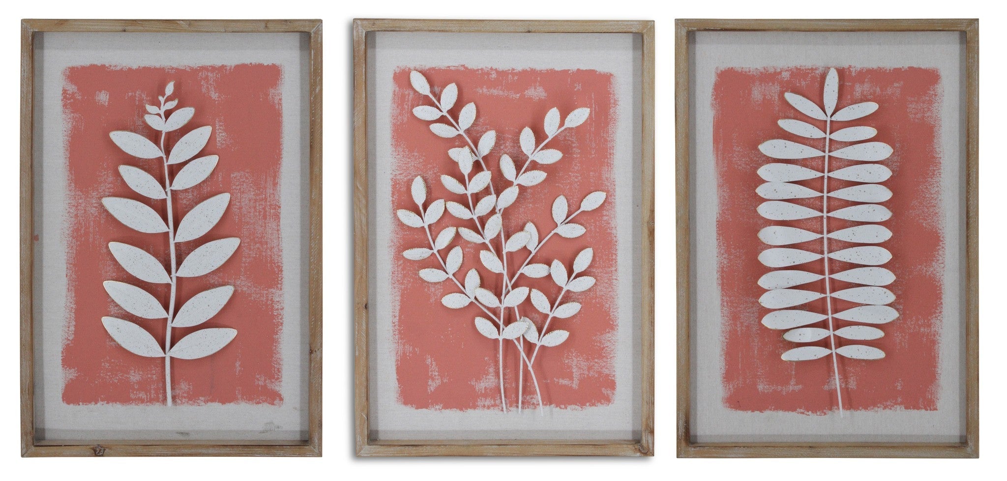 ''Framed Leaves (Set)'' Wood Wall Art