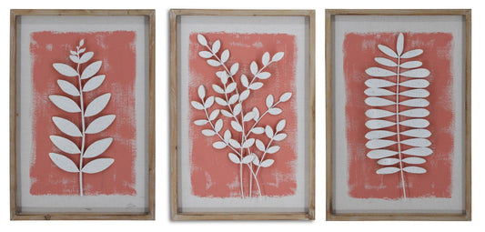 ''Framed Leaves (Set)'' Wood Wall Art