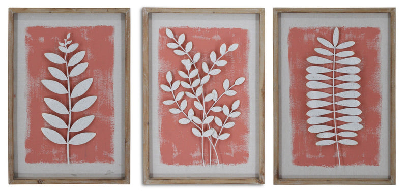 ''Framed Leaves (Set)'' Wood Wall Art