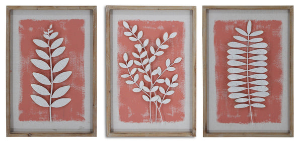 ''Framed Leaves (Set)'' Wood Wall Art