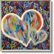 ''Multicolor Heart Art'' Hand-painted LED in Frame
