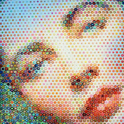 ''Pop Art Swirl Mosaic Portrait'' Hand-painted Wrapped Canvas