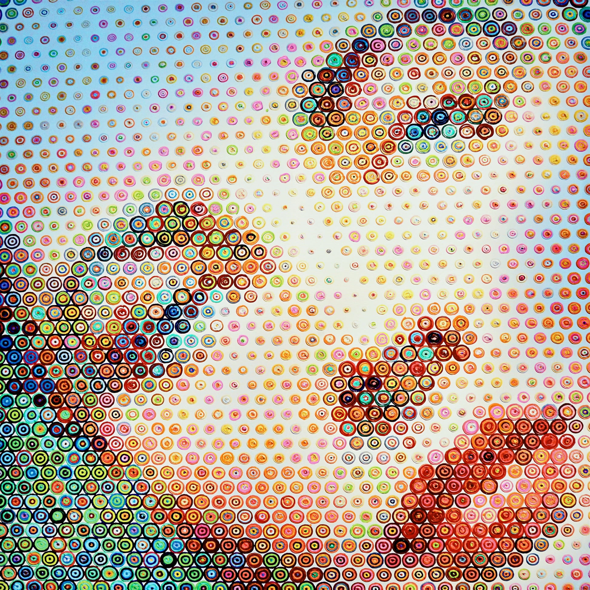 ''Pop Art Swirl Mosaic Portrait'' Hand-painted Wrapped Canvas