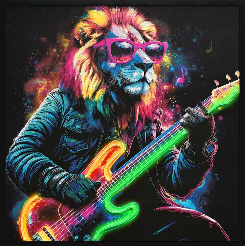 Neon Groove II Hand-embellished LED in Frame