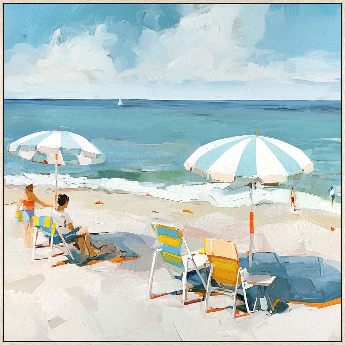 ''Under the Umbrella II'' Hand-painted Canvas in Frame