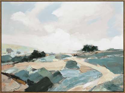 Tranquil Pathway Hand-embellished Canvas in Frame