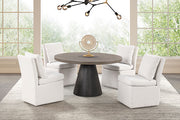 Broager 5 Pc Dining Table Set (Light Gray Swivel Chairs)