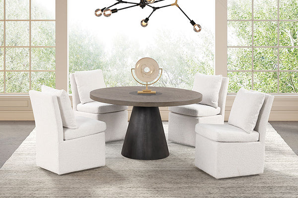 Broager 5 Pc Dining Table Set (White Caster Chairs)