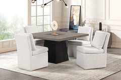 Broager 5 Pc Dining Table Set (White Caster Chairs)