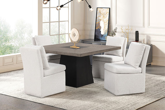 Broager 5 Pc Dining Table Set (White Caster Chairs)