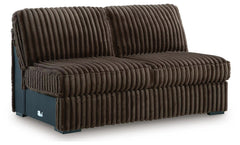 Midnight-Madness Chocolate 3PC Double Chaise Sectional & Oversized Accent Ottoman Set