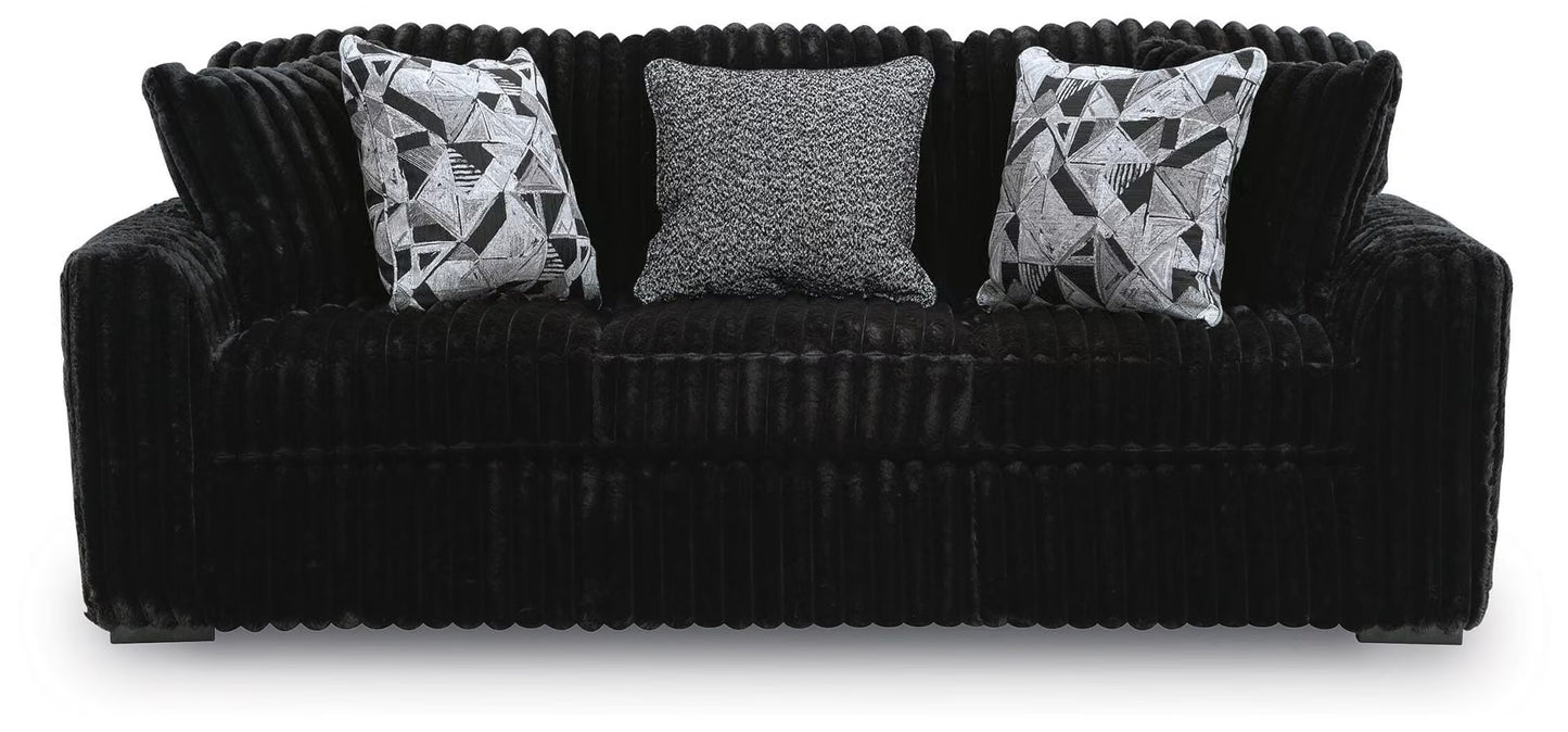 Midnight-Madness Sofa & Oversized Ottoman 2PC Living Room Set