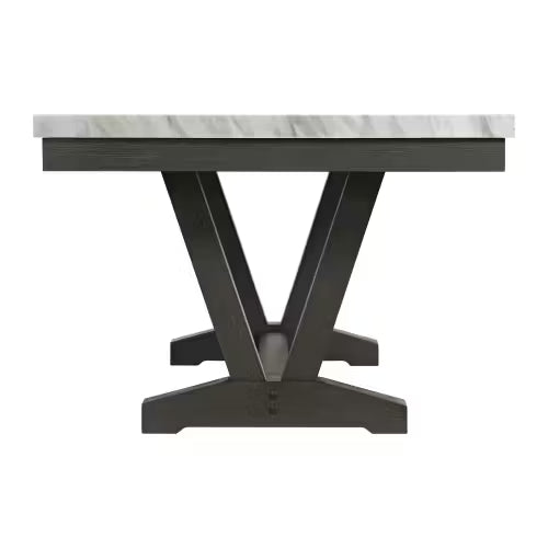 Everdeen Dining Table with White Faux Marble Top in Charcoal