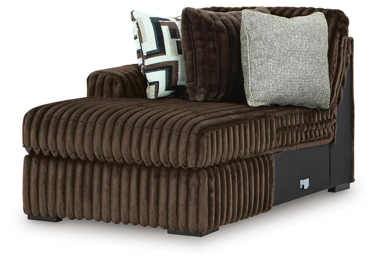Midnight-Madness Chocolate 3PC Double Chaise Sectional & Oversized Accent Ottoman Set