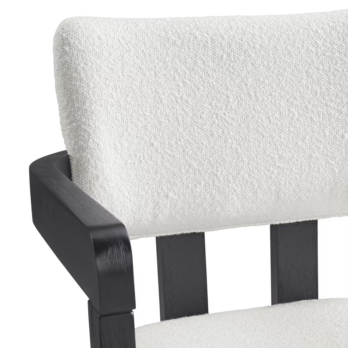 Portland Arm Chair with Snow White Fabric in Black