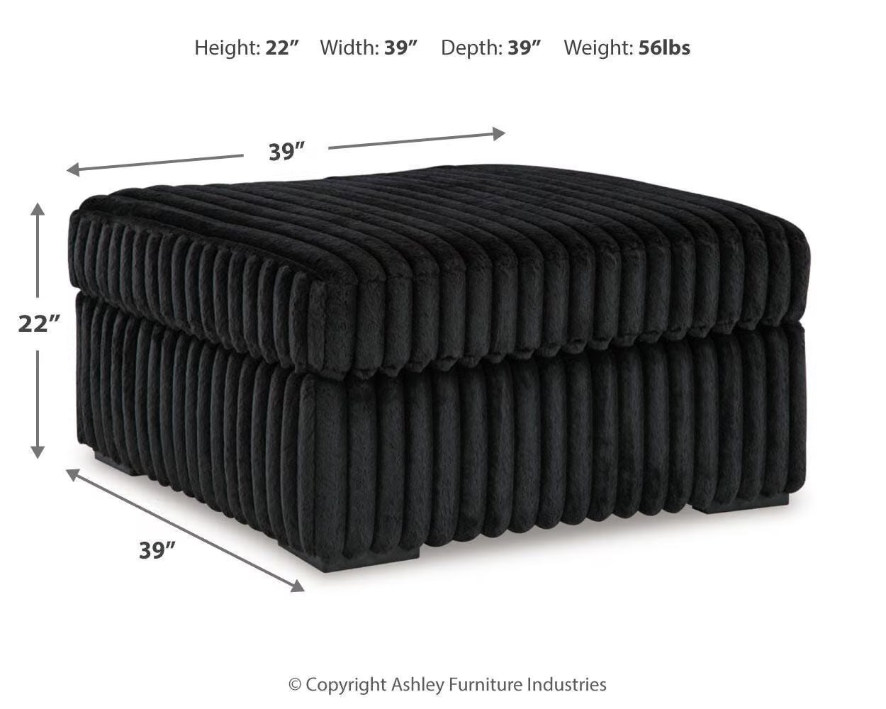 Midnight-Madness 3PC Sectional & Oversized Accent Ottoman
